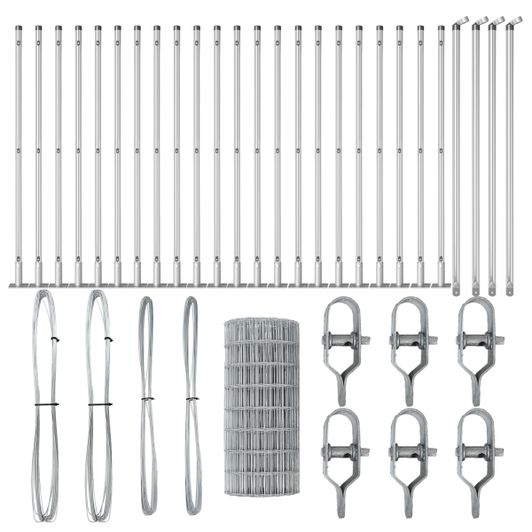 Cerca Euro com 13 Postes Flangelados 0.6x50 m Aço Galvanizado M 4