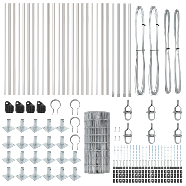 Valla Euro con 13 Postes Flaqueados 0.6x50 m Acero Galvanizado M 5