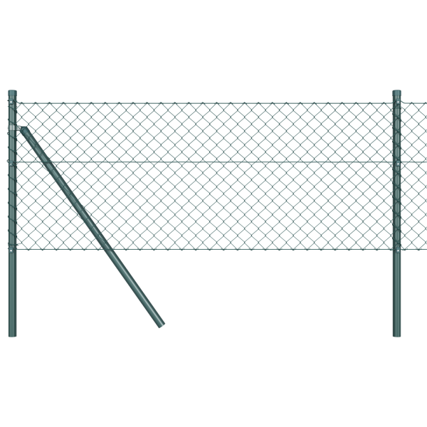 Cerca de Cadena con 7 Postes 0.6x10 m Acero Galvanizado Verde M 2