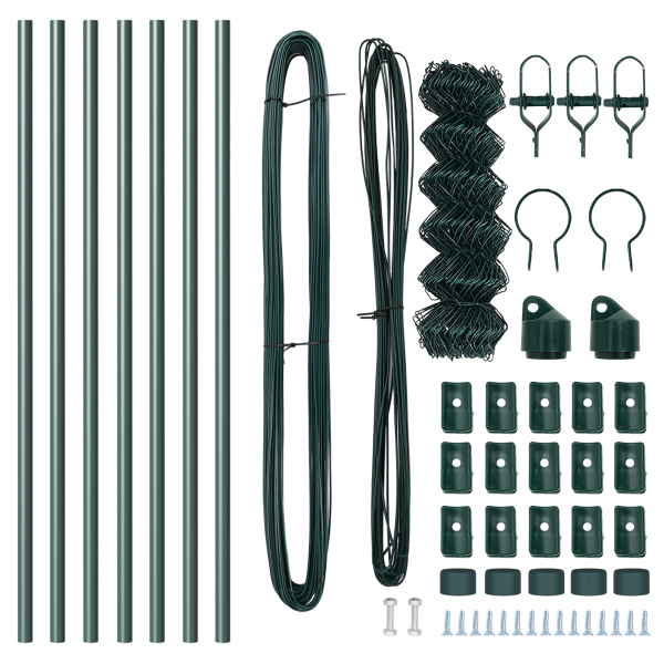 Cerca de Malla con 7 Postes 0.8x10 m Acero Galvanizado Verde M 5