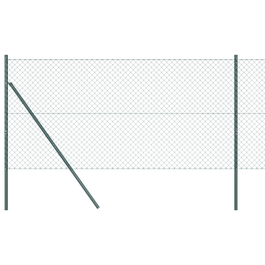 Cerca de Eslabones de Cadena con 7 Postes 1x10 m Acero Galvanizado Verde H