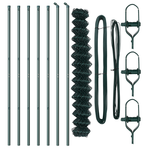 Conjunto de Postes de Cerca Verde 1.6 x 10 m Aço Galvanizado M 4