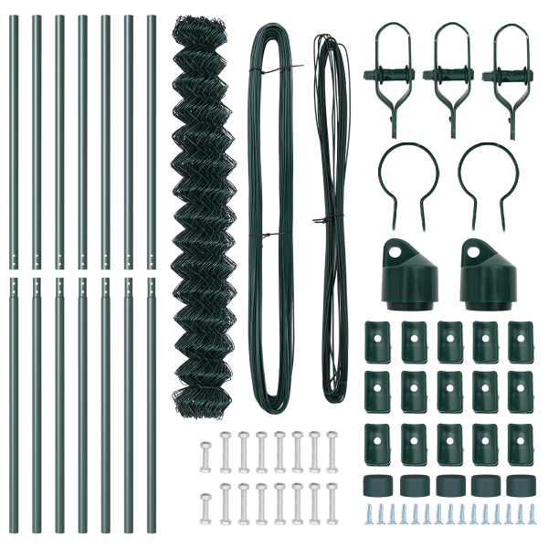 Valla de Cadena con 7 Postes 1.6x10 m Acero Galvanizado Verde M 5