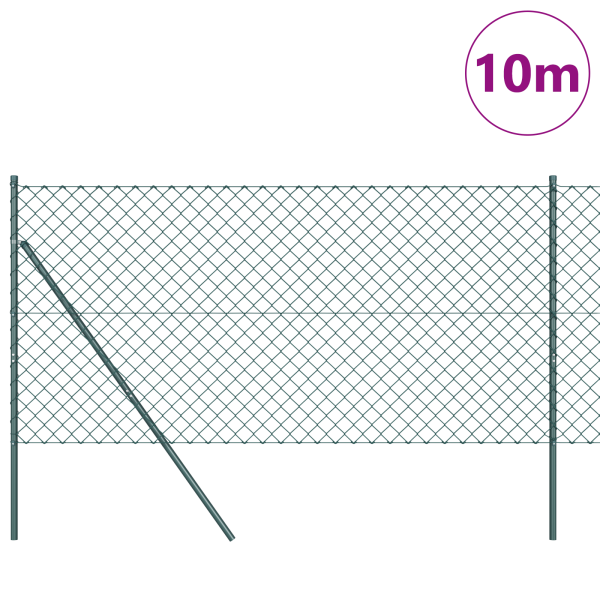Cerca de malla  con 7 postes 1.2x10 m de acero galvanizado verde M 3