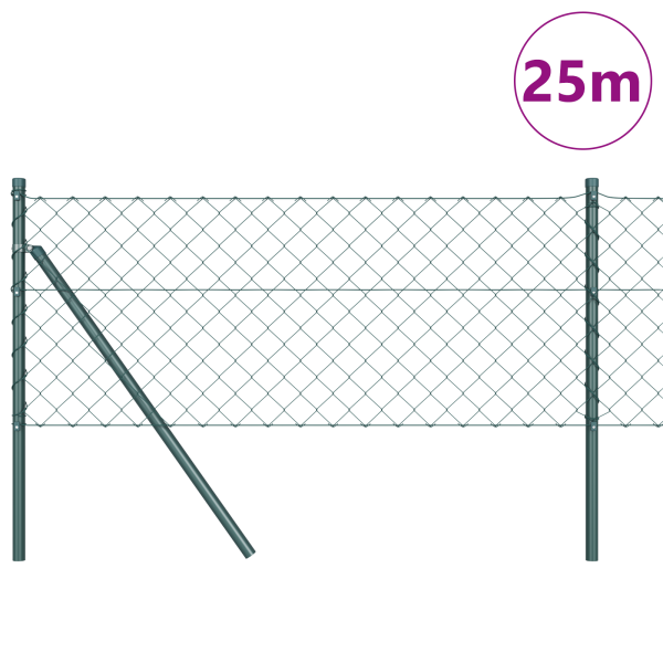 Conjunto de Postes de Cerca Verde 0.4 x 25 m Aço Galvanizado M 3