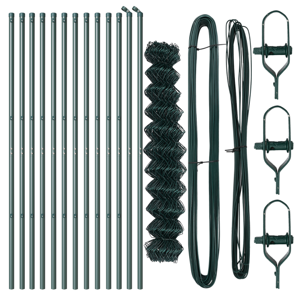 Cerca de Cadena con 13 Postes 1.4x25 m Acero Galvanizado Verde M 4
