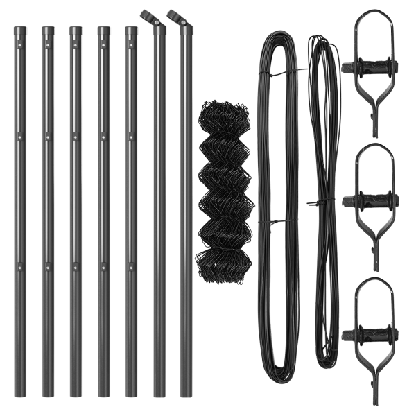 Cerca de Eslabones de Cadena con 7 Postes 0.6x10 m Acero Galvanizado Gris M 4