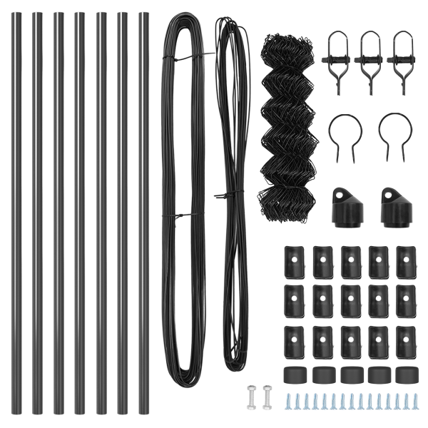 Cerca de Eslabones de Cadena con 7 Postes 0.6x10 m Acero Galvanizado Gris M 5