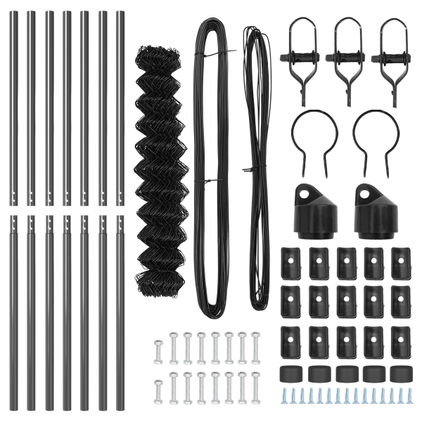 Cerca de eslabones de cadena con 7 postes 1.4x10 m Acero galvanizado gris M 5