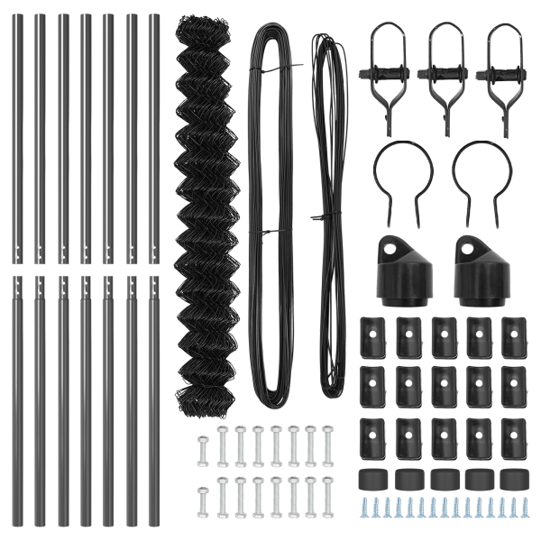 Cerca de Eslabones de Cadena con 7 Postes 1.6x10 m Acero Galvanizado Gris M 5