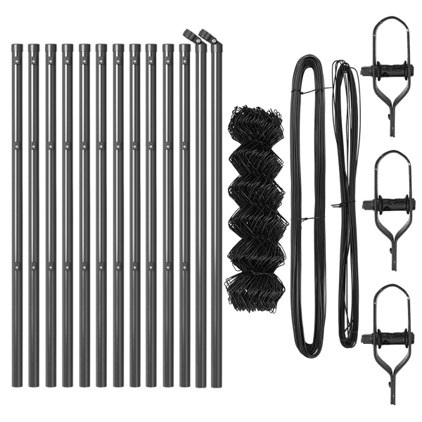 Cerca de Eslabones de Cadena con 13 Postes 0.6x2.5 m Acero Galvanizado Gris M 5