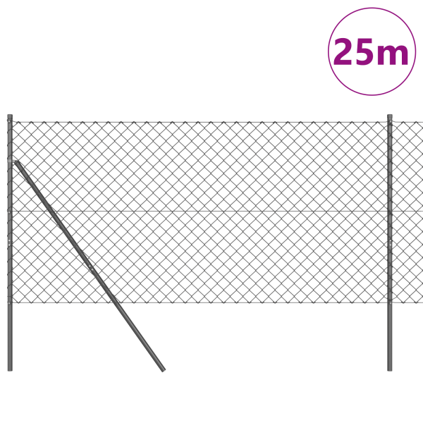 Conjunto de Postes de Cerca Cinzeto 1.2 x 25 m Aço Galvanizado M 3