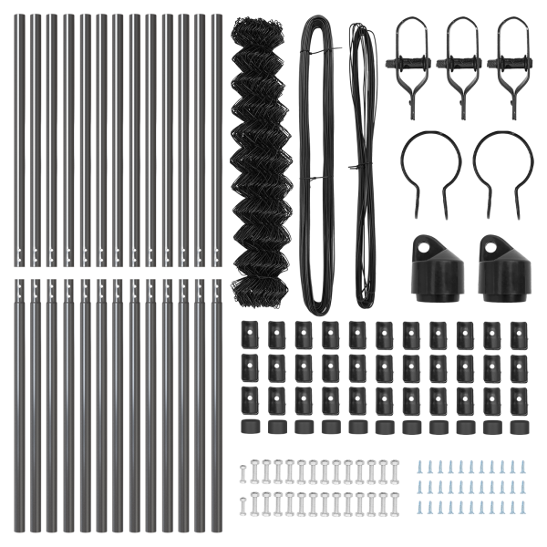 Cerca de eslabones de cadena  con 13 postes 1.2x25 m de acero galvanizado gris M 5
