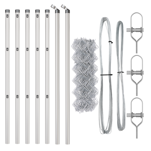 Cerca de eslabones de cadena con 7 postes 0.4x10 m Acero galvanizado M 4
