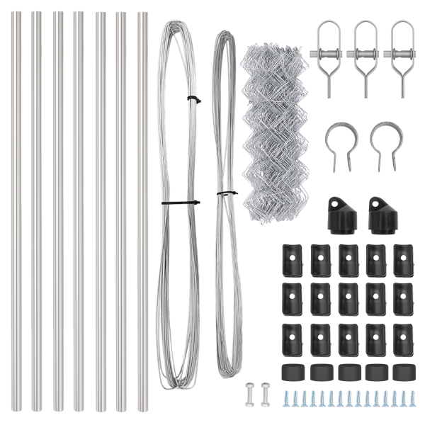 Conjunto de Postes de Cerca Prateado 0.4 x 10 m Aço galvanizado M 5