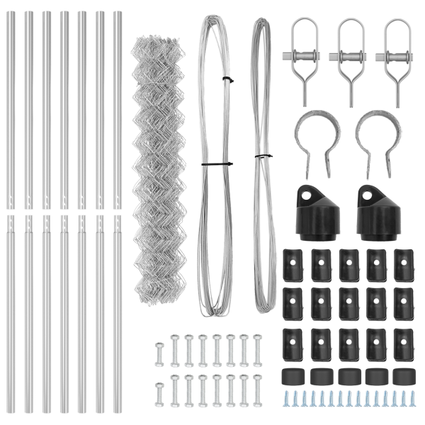 Conjunto de Postes de Cerca Prateado 1.6 x 10 m Aço galvanizado M 5