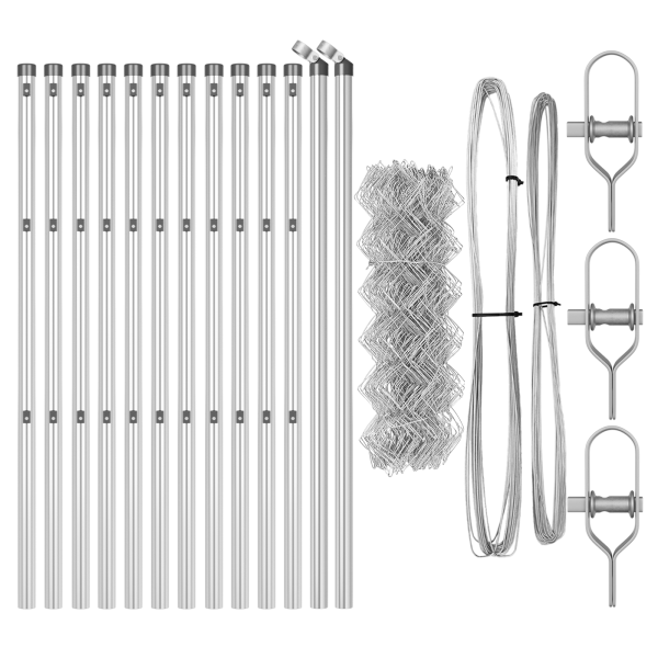 Cerca de eslabones de cadena  con 13 postes 0.4x25 m Acero galvanizado M 4