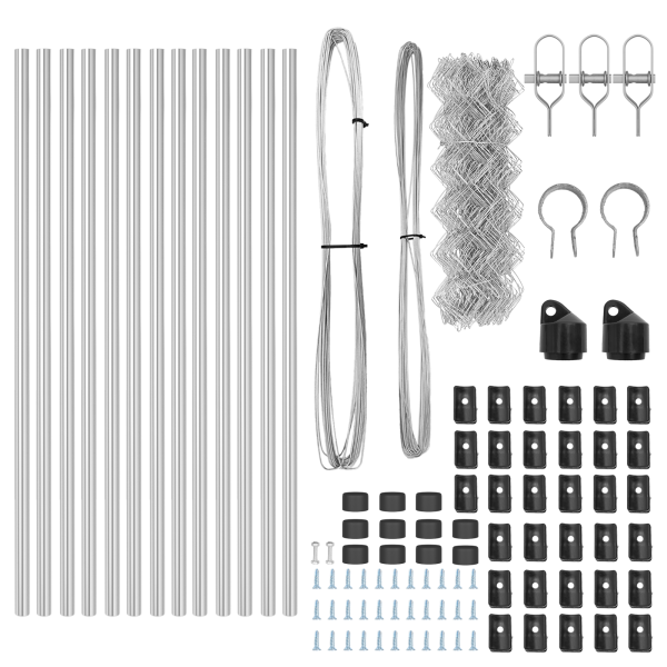 Cerca de eslabones de cadena  con 13 postes 0.4x25 m Acero galvanizado M 5