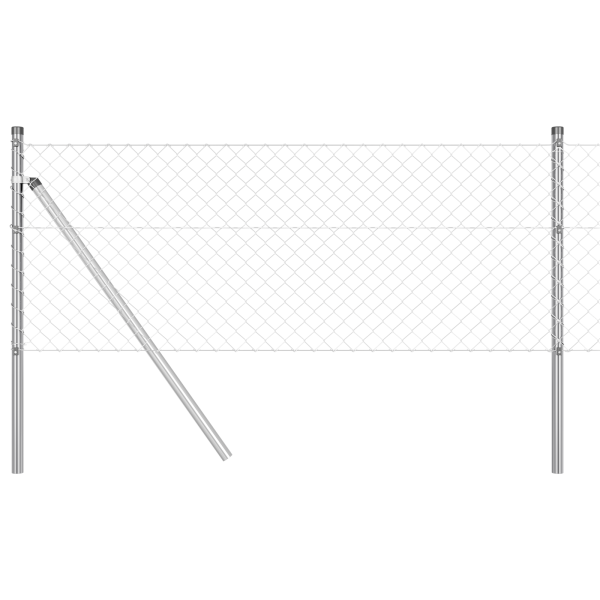 Conjunto de Postes de Cerca Prateado 0.6 x 25 m Aço galvanizado M 2