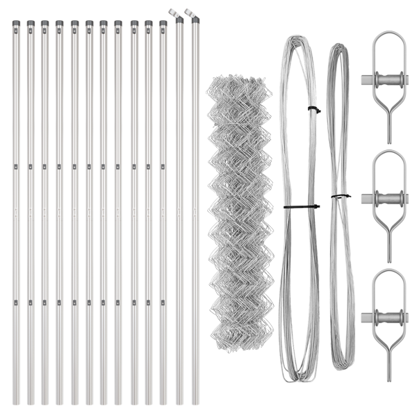 Conjunto de Postes de Cerca Prateado 1 x 25 m Aço Galvanizado M 4