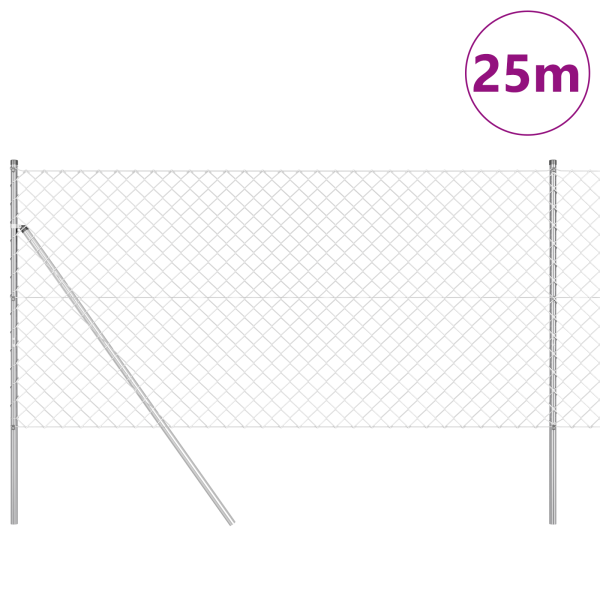 Conjunto de Postes de Cerca Prateado 1.2 x 25 m Aço galvanizado M 3