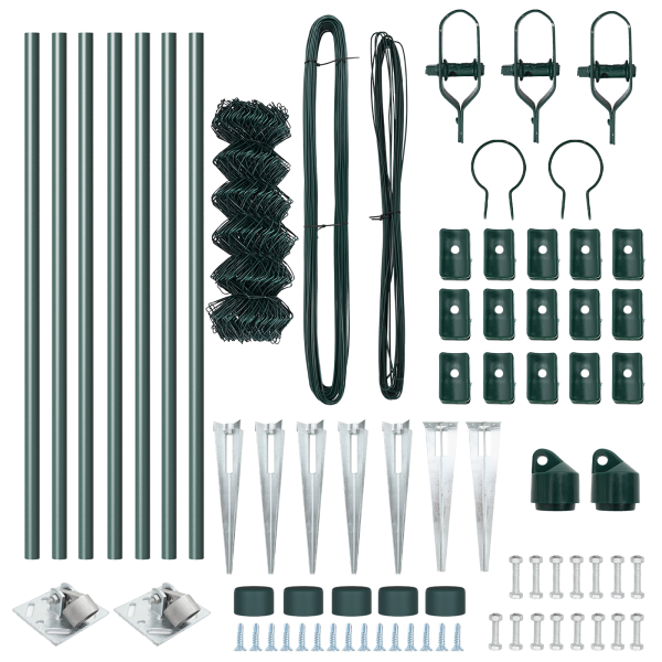 Cerca de Cadena con 7 Postes de Espiga 0.6x10 m Acero Galvanizado M 5
