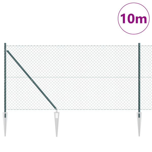 Cerca de eslabones de cadena con 7 postes de pica 1.4x10 m acero galvanizado M 3