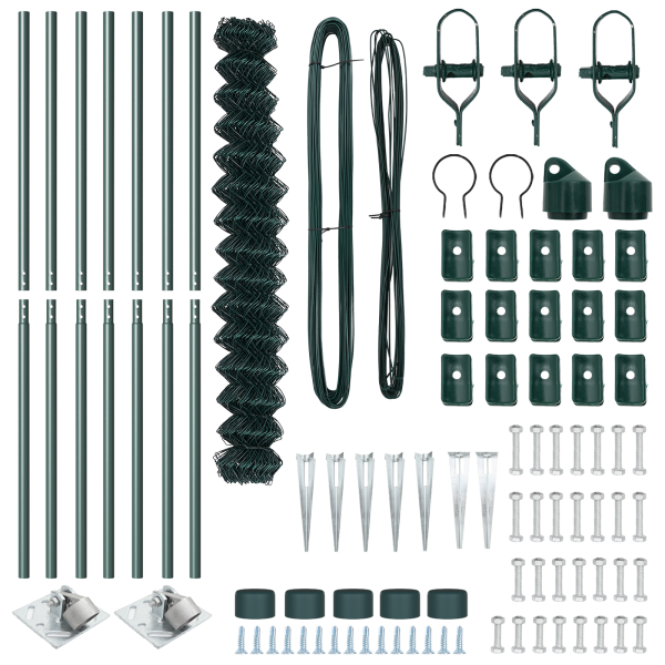 Conjunto de Postes de Cerca Verde 1.6 x 10 m Aço Galvanizado M 5