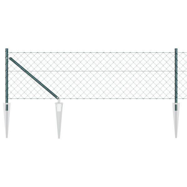 Conjunto de Postes de Cerca Verde 0.6 x 25 m Aço Galvanizado M 2