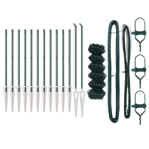 Conjunto de Postes de Cerca Verde 0.6 x 25 m Aço Galvanizado M 4