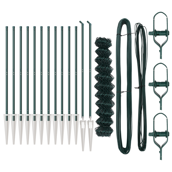 Conjunto de Postes de Cerca Verde 1 x 25 m Aço Galvanizado M 4