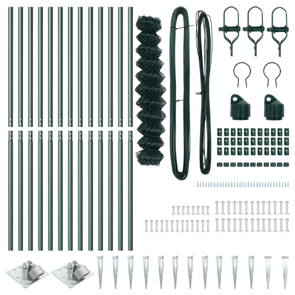 Cerca de Eslabones de Cadena  con 13 Postes de Espiga 1x25 m Acero Galvanizado M 5