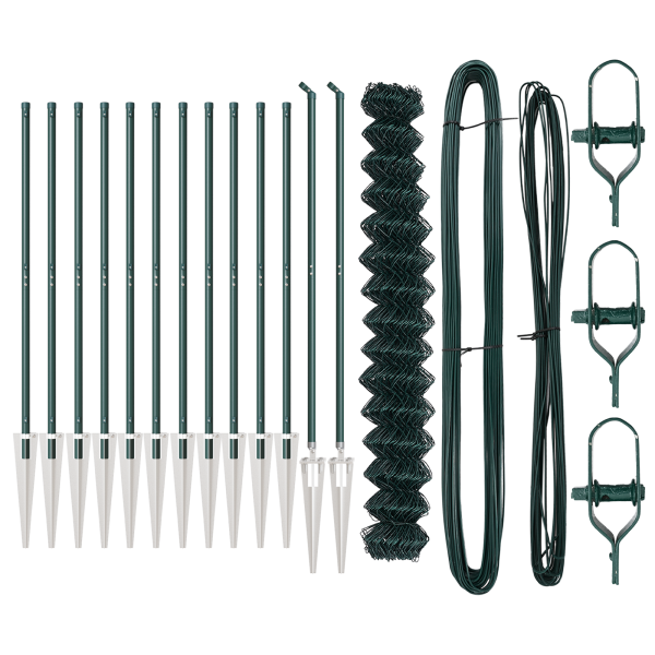 Cerca de Eslabones de Cadena con 13 Postes de Espiga 1.6x25 m Acero Galvanizado M 4