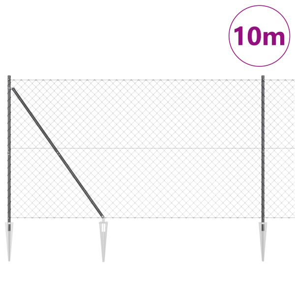 Cerca de Cadena  con 7 Postes de Espiga 1.5x10 m Acero Galvanizado M 3
