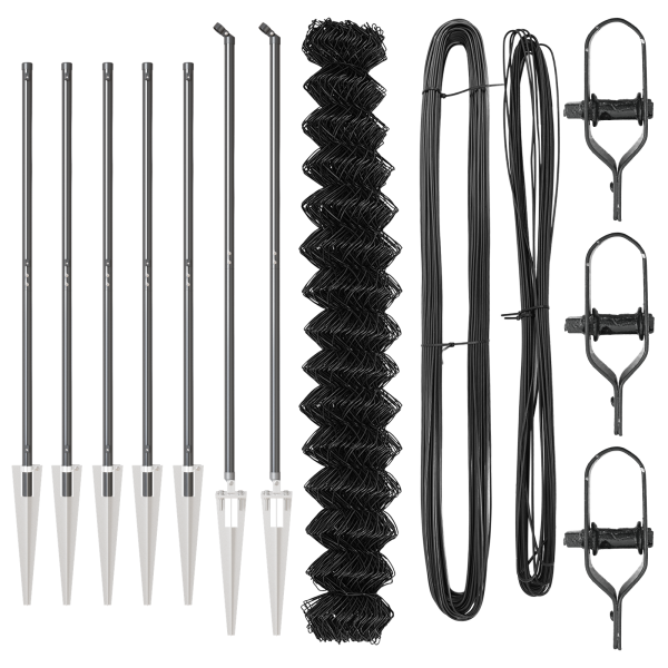 Cerca de eslabones de cadena  con 7 postes de espiga de acero galvanizado 1.6 x 10 m M 4