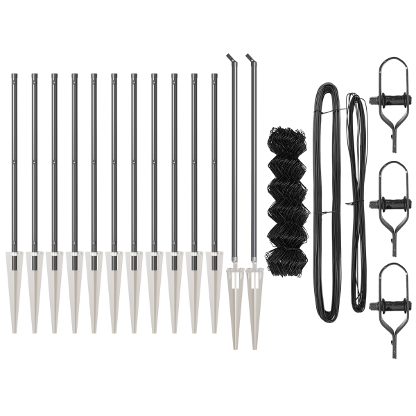 Cerca de Cadena  con 13 Postes de Picos 0.6x25 m de Acero Galvanizado M 4