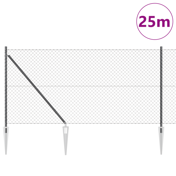 Cerca de cadena  con 13 postes de espiga 1x25 m de acero galvanizado M 3