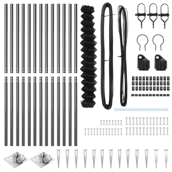 Conjunto de Postes de Cerca Cinzeto 1.6 x 25 m Aço Galvanizado M 4