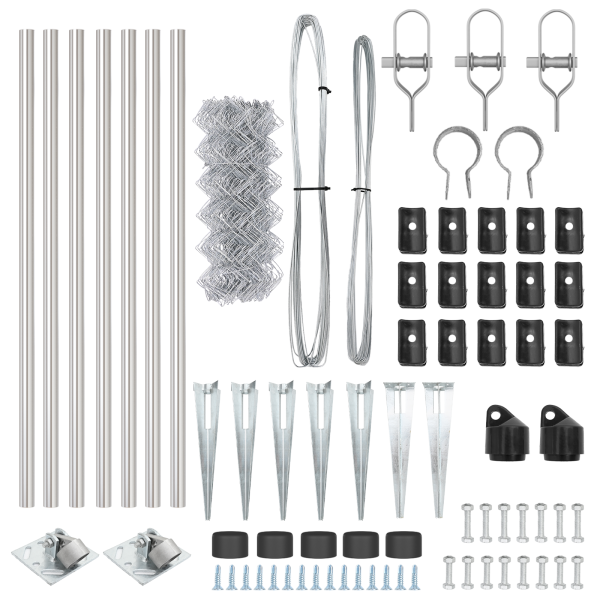 Conjunto de Postes de Cerca Prateado 10 x 0.6 m Aço galvanizado M 4