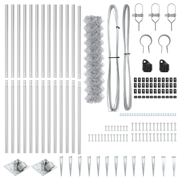 Conjunto de Postes de Cerca Prateado 25 x 1.2 m Aço galvanizado M 3