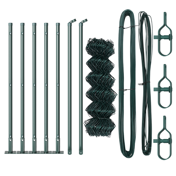 Cerca de Malla Metálica con 7 Postes Flangados 0.6x10 m Acero Galvanizado M 3