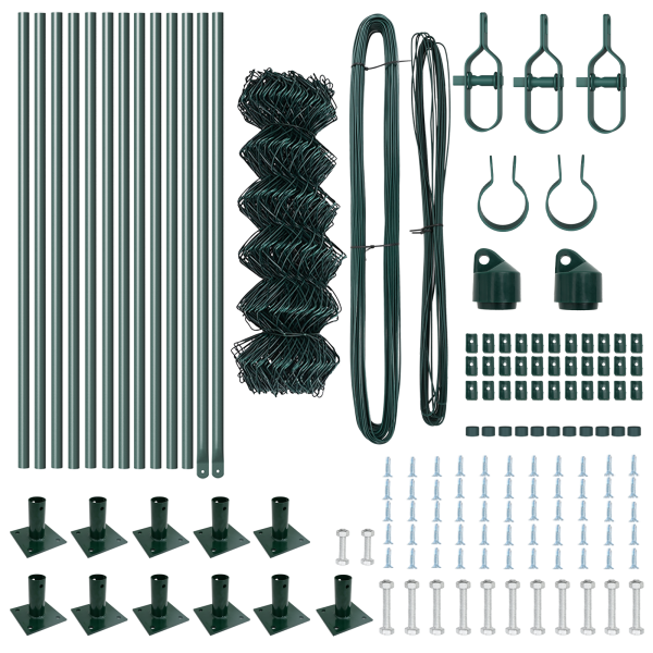 Cerca de eslabones de cadena  con 13 postes de brida 0.4x25 m Acero galvanizado M 5