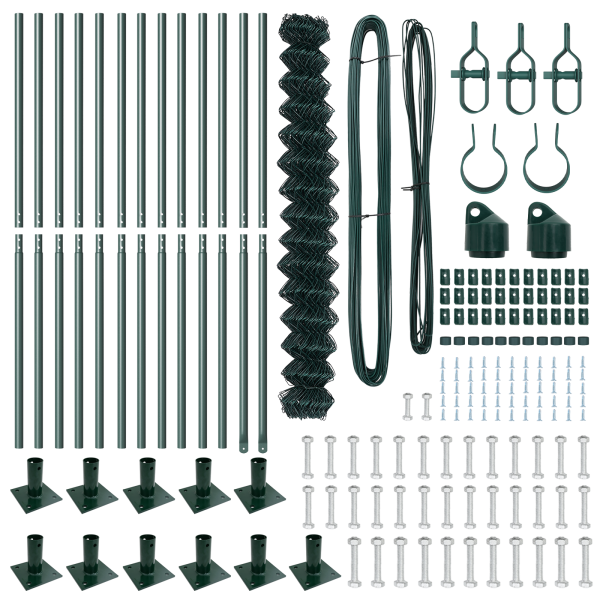 Cerca de Malla  con 13 Postes Flangeados 1.4x25 m Acero Galvanizado M 5