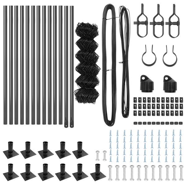 Cerca de eslabones de cadena  con 13 postes con brida 0.4x25 m de acero galvanizado M 5