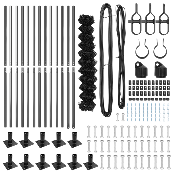 Cerca de Malla Set de 2 Gris Acero. PVC 25 x 1 m Duradera M 5