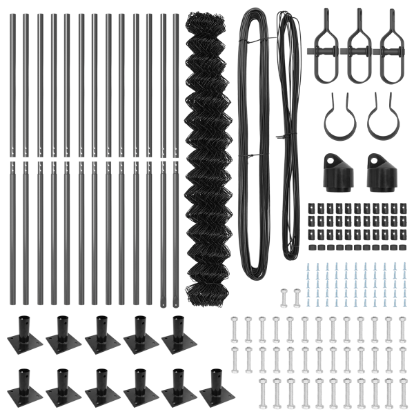 Cerca de Eslabones de Cadena  con 13 postes flangiados 1.6x25 m de acero galvanizado M 5