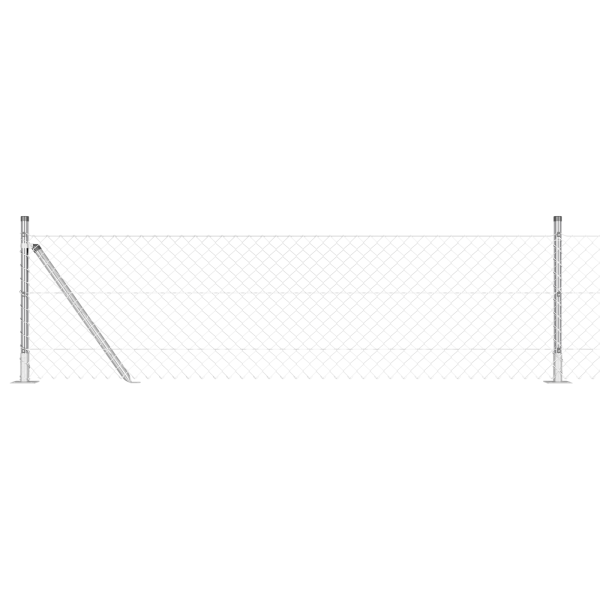 Conjunto de Postes de Cerca Prateado 10 x 0.4 m Aço galvanizado M 2