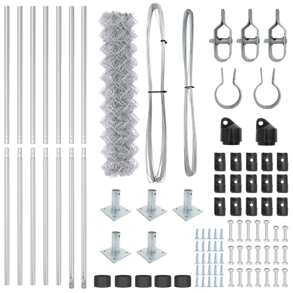 Cerca de Eslabones de Cadena con 7 Postes Flanchados 1.2x10 m Acero Galvanizado M 5