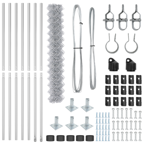 Conjunto de Postes de Cerca Prateado 10 x 1.6 m Aço galvanizado M 5