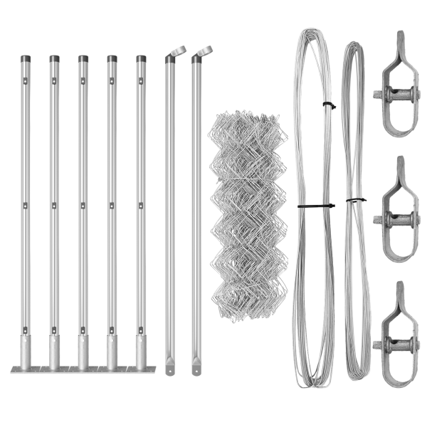 Conjunto de Postes de Cerca Prateado 10 x 0.4 m Aço galvanizado M 4